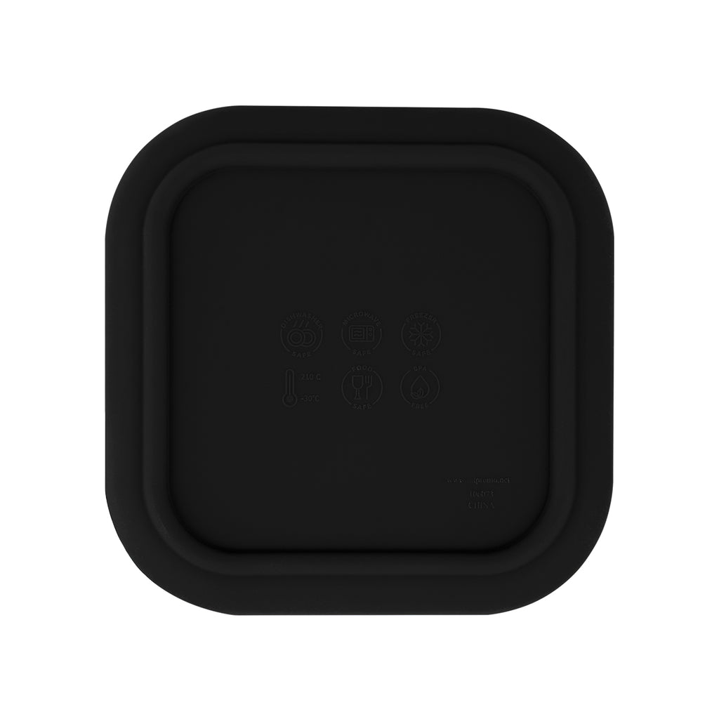Square Food Container in Silicone - Black - Bottom