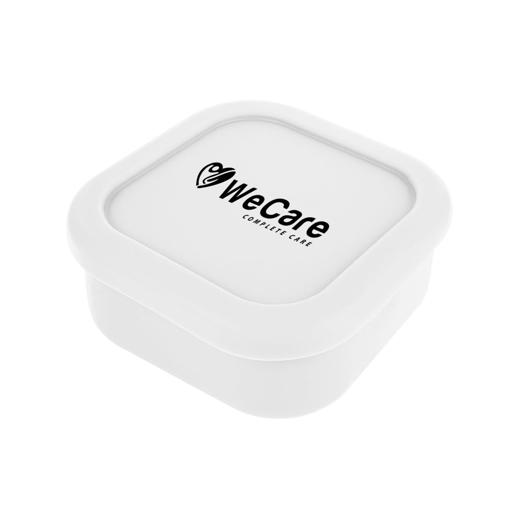 Square Food Container in Silicone - White - Pad Print