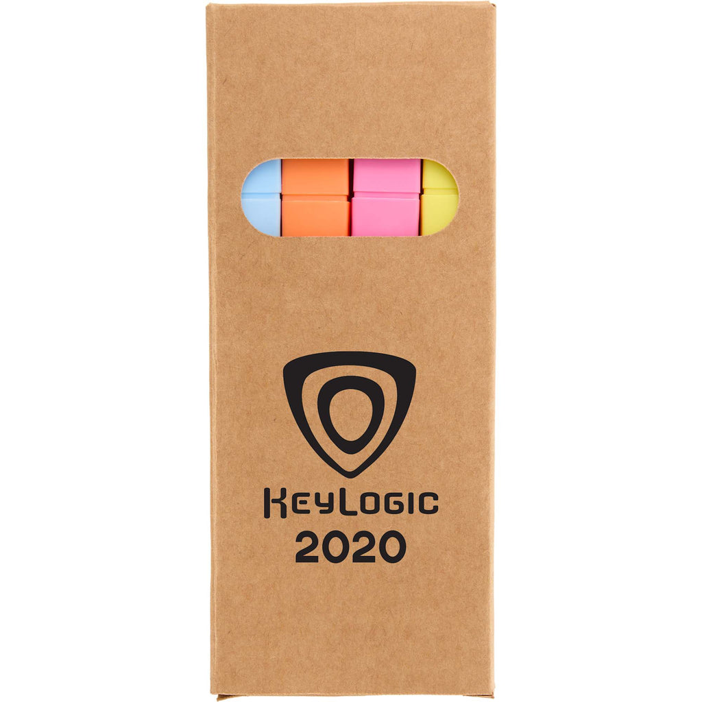 Square Highlighter Set in Recycled Plastic, 4 Colors - Natural - Front