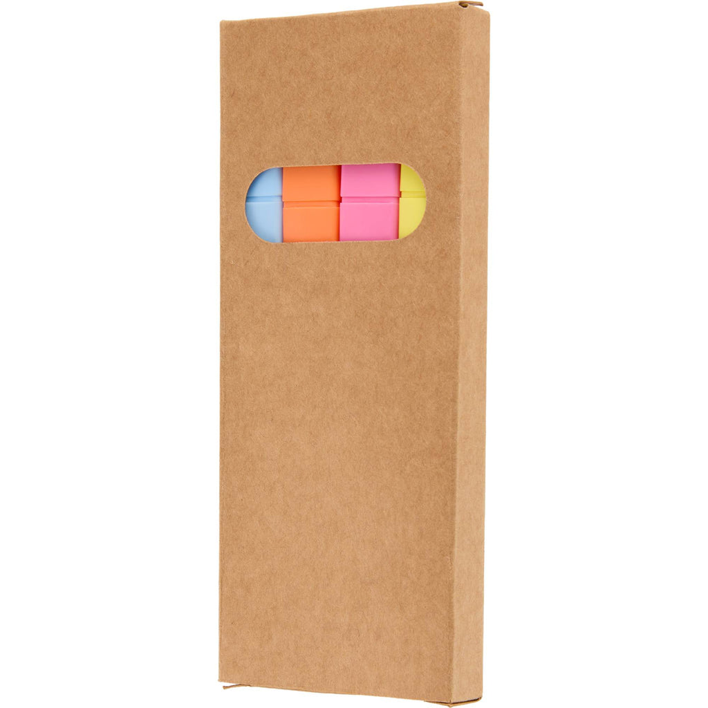 Square Highlighter Set in Recycled Plastic, 4 Colors - Natural - Left Angle