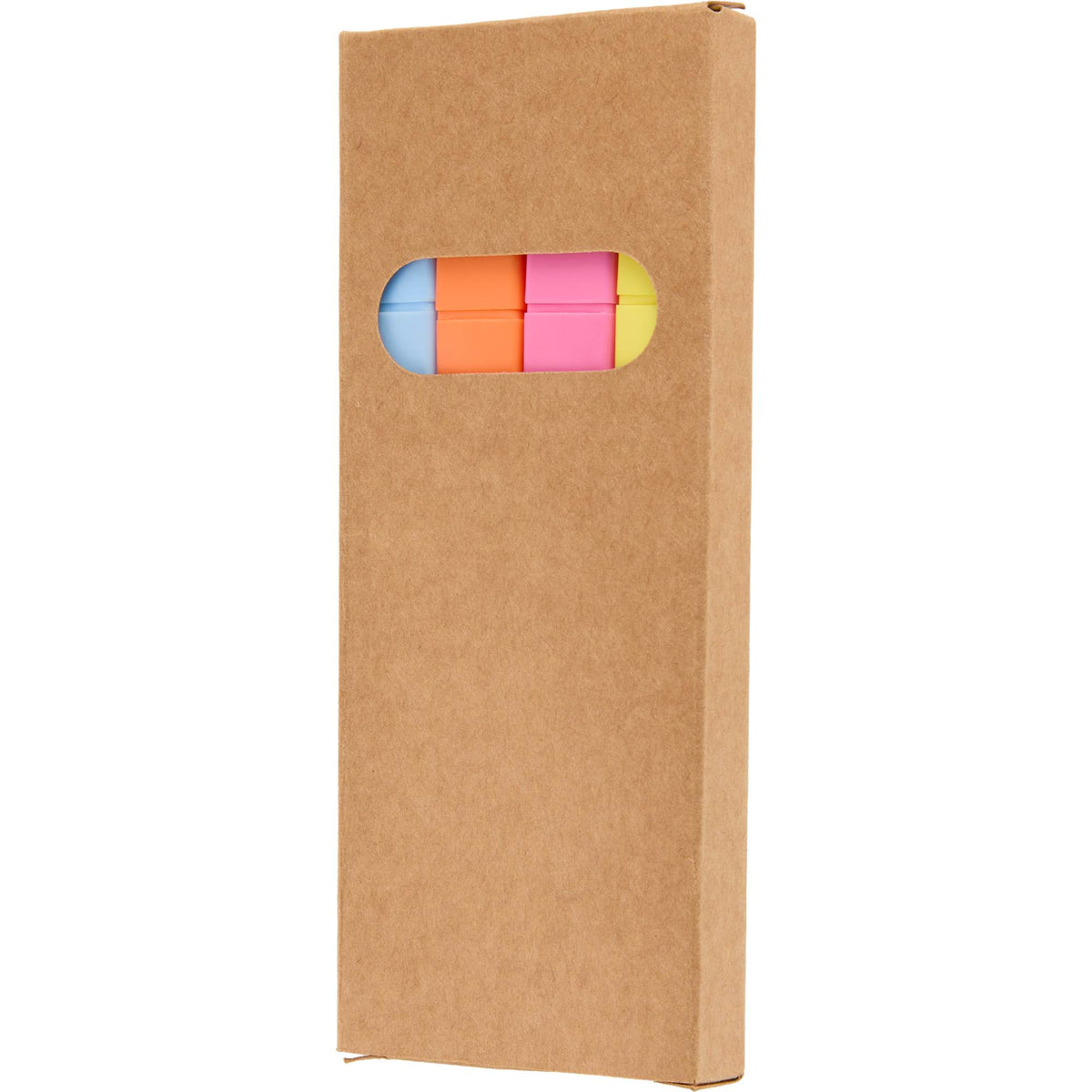 Square Highlighter Set in Recycled Plastic, 4 Colors - Natural - Left Angle