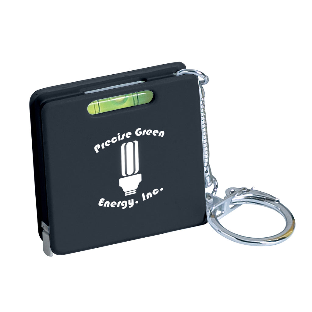 Square Level and Tape Measure Key Tag - Black - Silk Screen