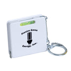 Square Level and Tape Measure Key Tag - White - Silk Screen