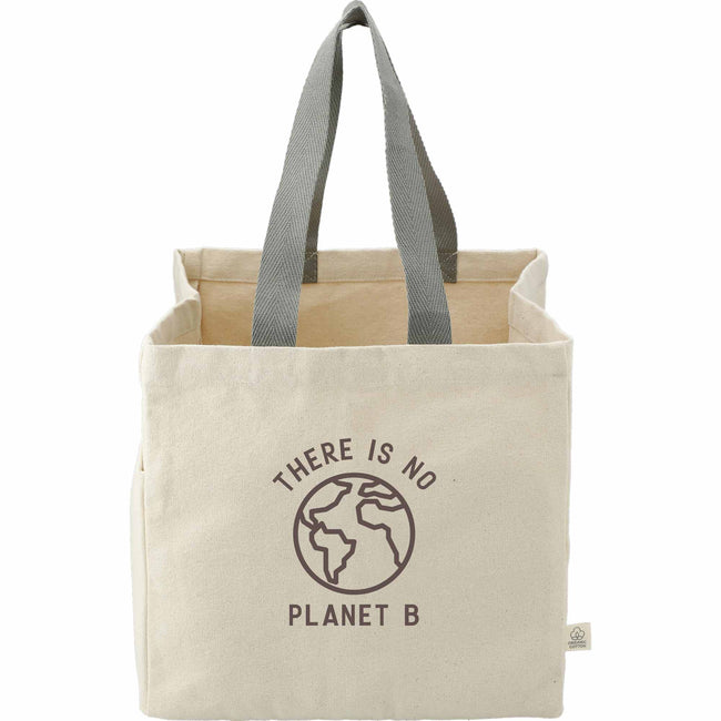 Square Organic Cotton Shopper Tote, 14 oz Embroidery