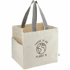 Square Organic Cotton Shopper Tote, 14 oz Embroidery - Natural - Right Angle