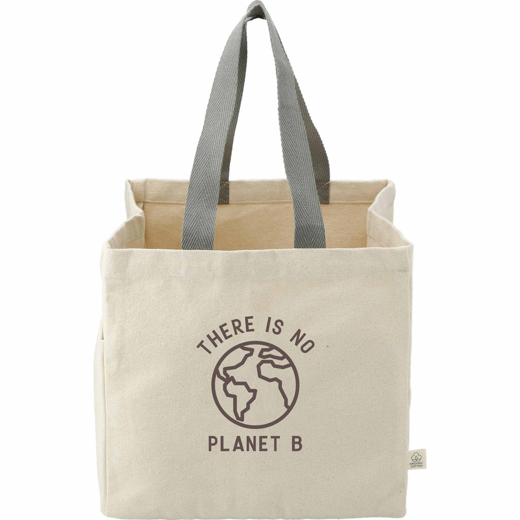 Square Organic Cotton Shopper Tote, 14 oz - Natural - Front