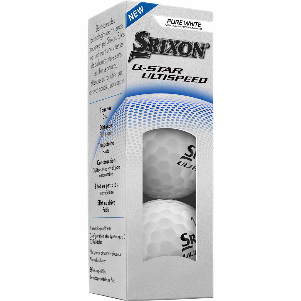 Srixon Q-Star Ultispeed Distance Golf Balls, 3 Pack Full Color - White - Right Angle Packaging 2