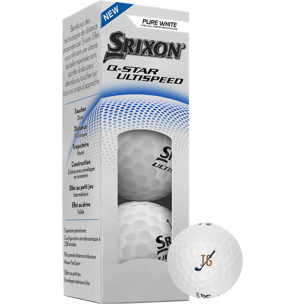 Srixon Q-Star Ultispeed Distance Golf Balls, 3 Pack Full Color - White - Right Angle Packaging