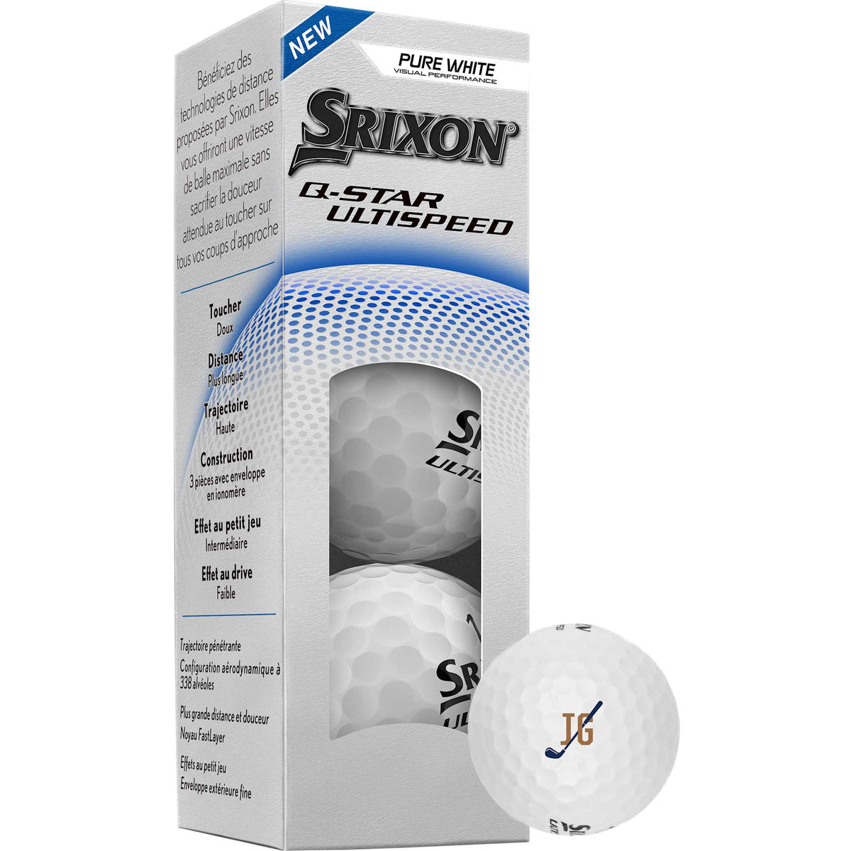 Srixon Q-Star Ultispeed Distance Golf Balls, 3 Pack Full Color - White - Right Angle Packaging
