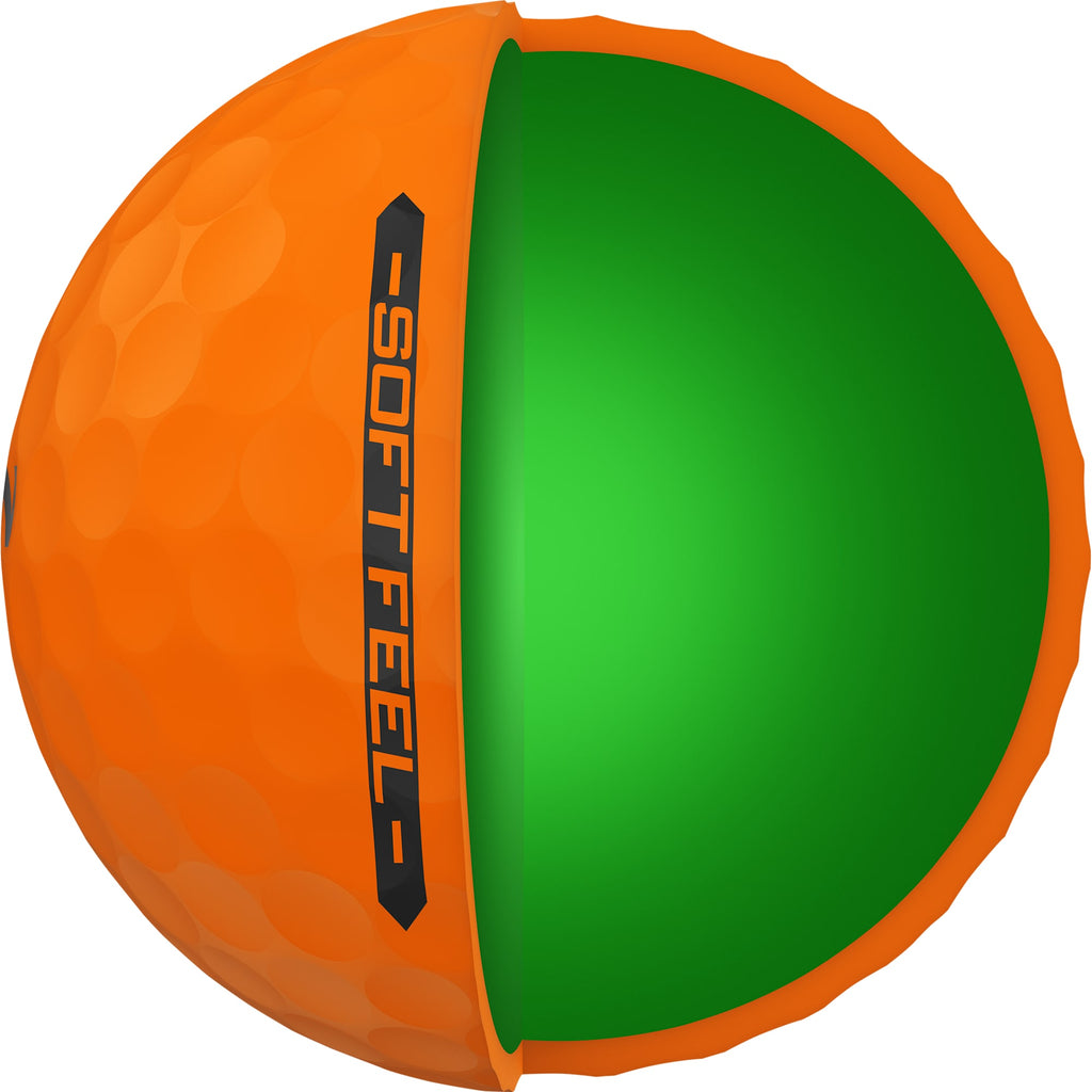 Srixon Soft Feel Brite Golf Balls in High Visibility Colors, 12 Pack Full Color - Orange - Side