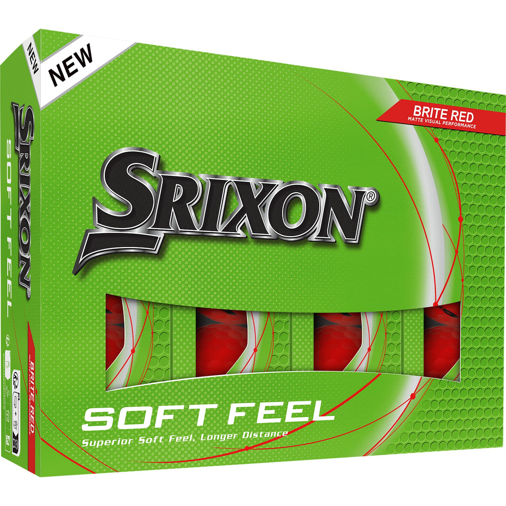 Srixon Soft Feel Brite Golf Balls in High Visibility Colors, 12 Pack Full Color - Red - Right Angle Packaging 2