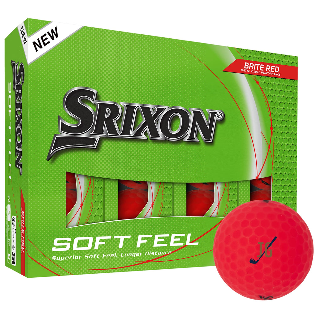 Srixon Soft Feel Brite Golf Balls in High Visibility Colors, 12 Pack Full Color - Red - Right Angle Packaging
