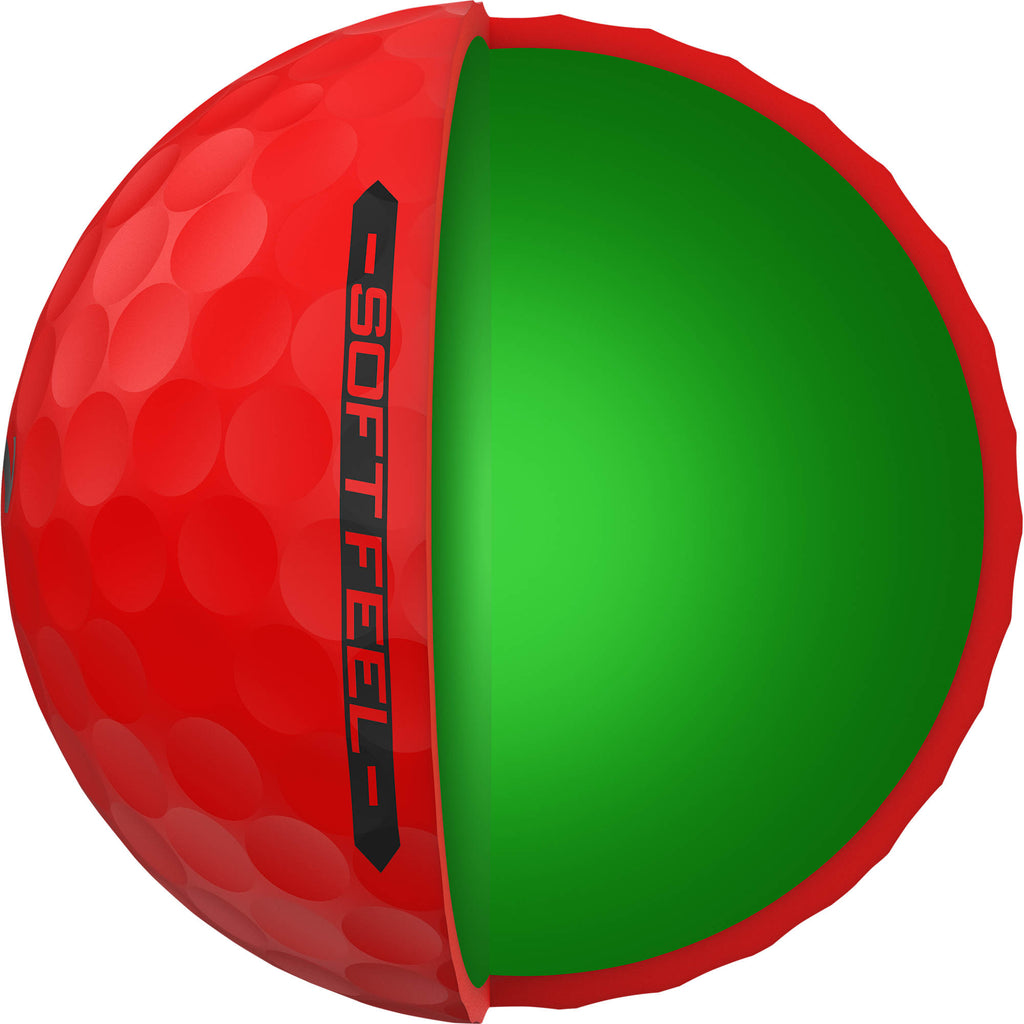 Srixon Soft Feel Brite Golf Balls in High Visibility Colors, 12 Pack Full Color - Red - Side 2