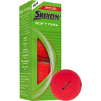 Srixon Soft Feel Brite Golf Balls in High Visibility Colors, 3 Pack Full Color - Red - Right Angle Packaging