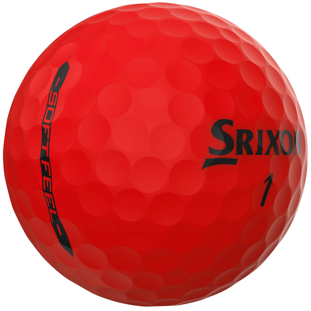 Srixon Soft Feel Brite Golf Balls in High Visibility Colors, 3 Pack Full Color - Red - Right Angle