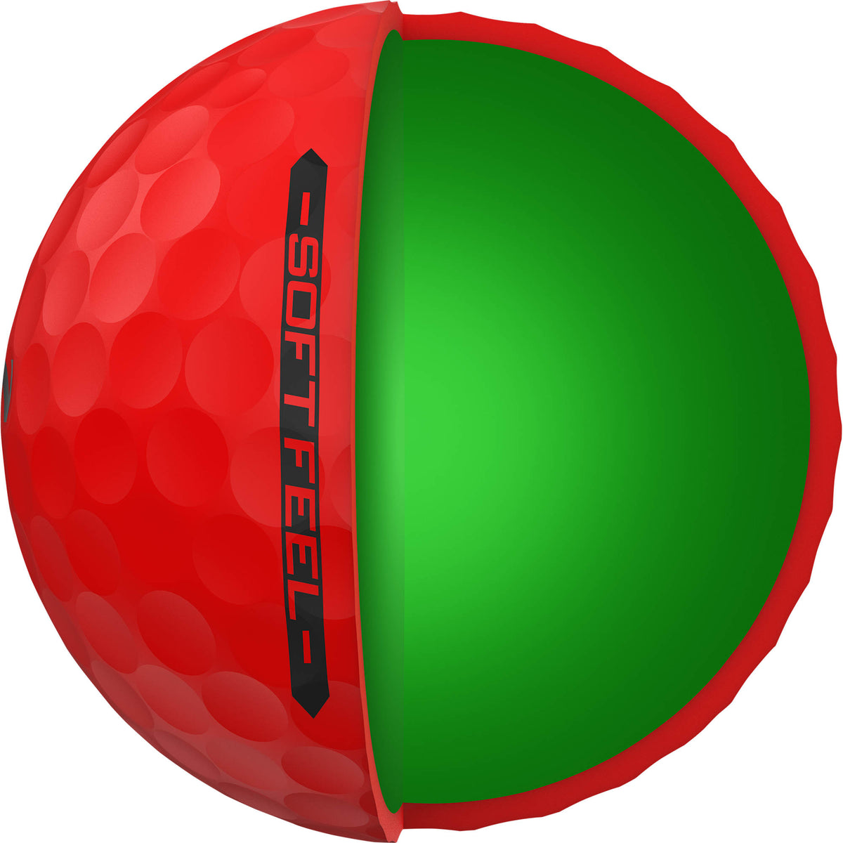 Srixon Soft Feel Brite Golf Balls in High Visibility Colors, 3 Pack Full Color - Red - Side