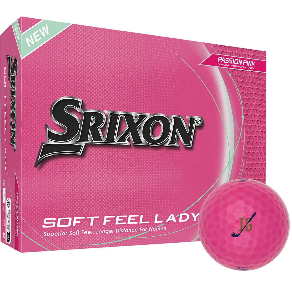 Srixon Soft Feel Low Compression Golf Balls, 12 Pack Full Color - Pink - Right Angle Packaging