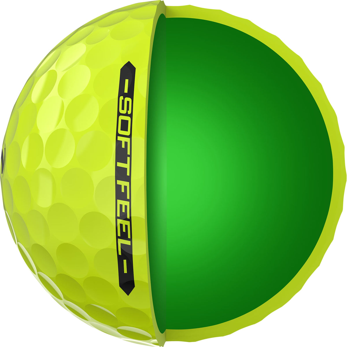 Srixon Soft Feel Low Compression Golf Balls, 12 Pack Full Color - Yellow - Side Detail
