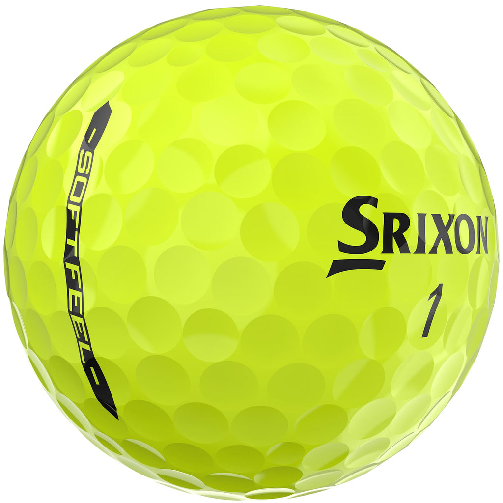 Srixon Soft Feel Low Compression Golf Balls, 3 Pack Full Color - Yellow - Right Angle Side