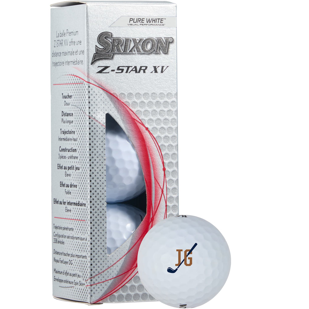 Srixon Z-Star XV Tour Golf Balls for Maximum Ball Speed, 3 Pack Full Color - White - Front