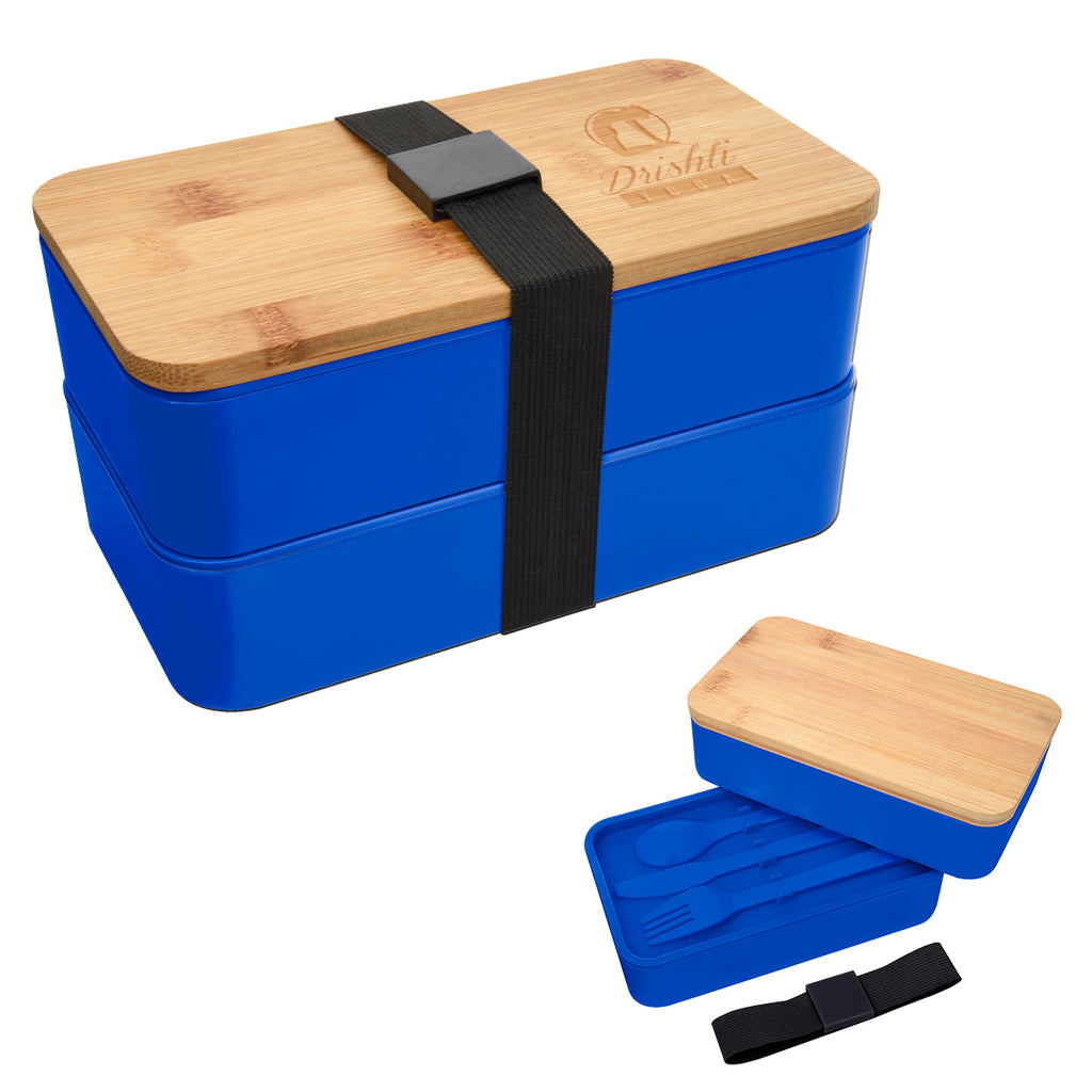 Stackable Bento Lunch Set, Recycled - Black - Laser Engraving