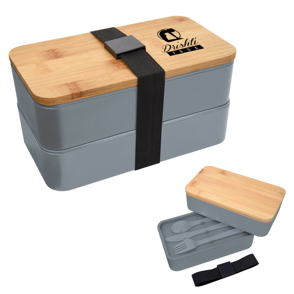 Stackable Bento Lunch Set, Recycled - Black - Silk Screen