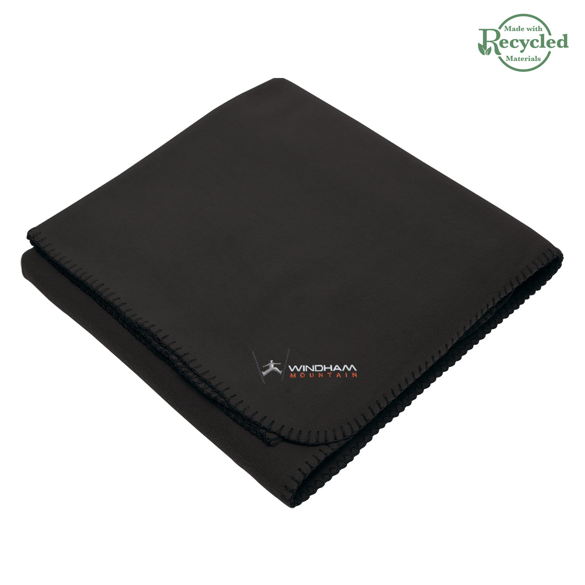 Stadium Blanket in Recycled Fleece - Black - Embroidery