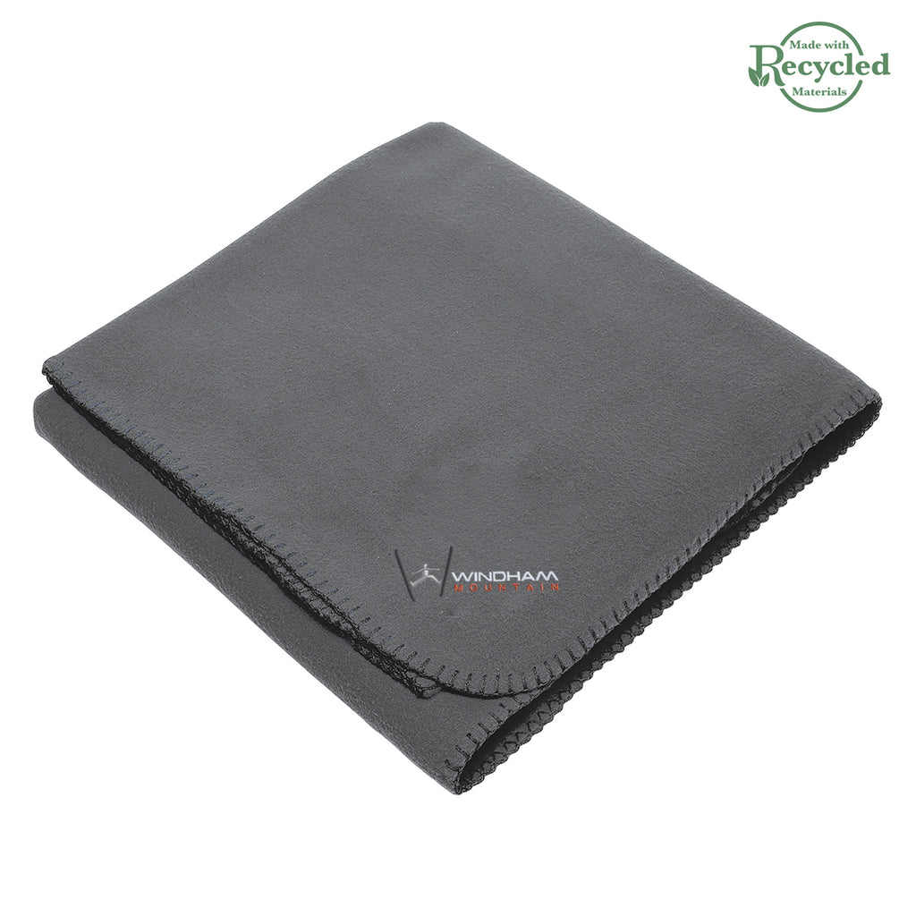 Stadium Blanket in Recycled Fleece - Charcoal - Embroidery