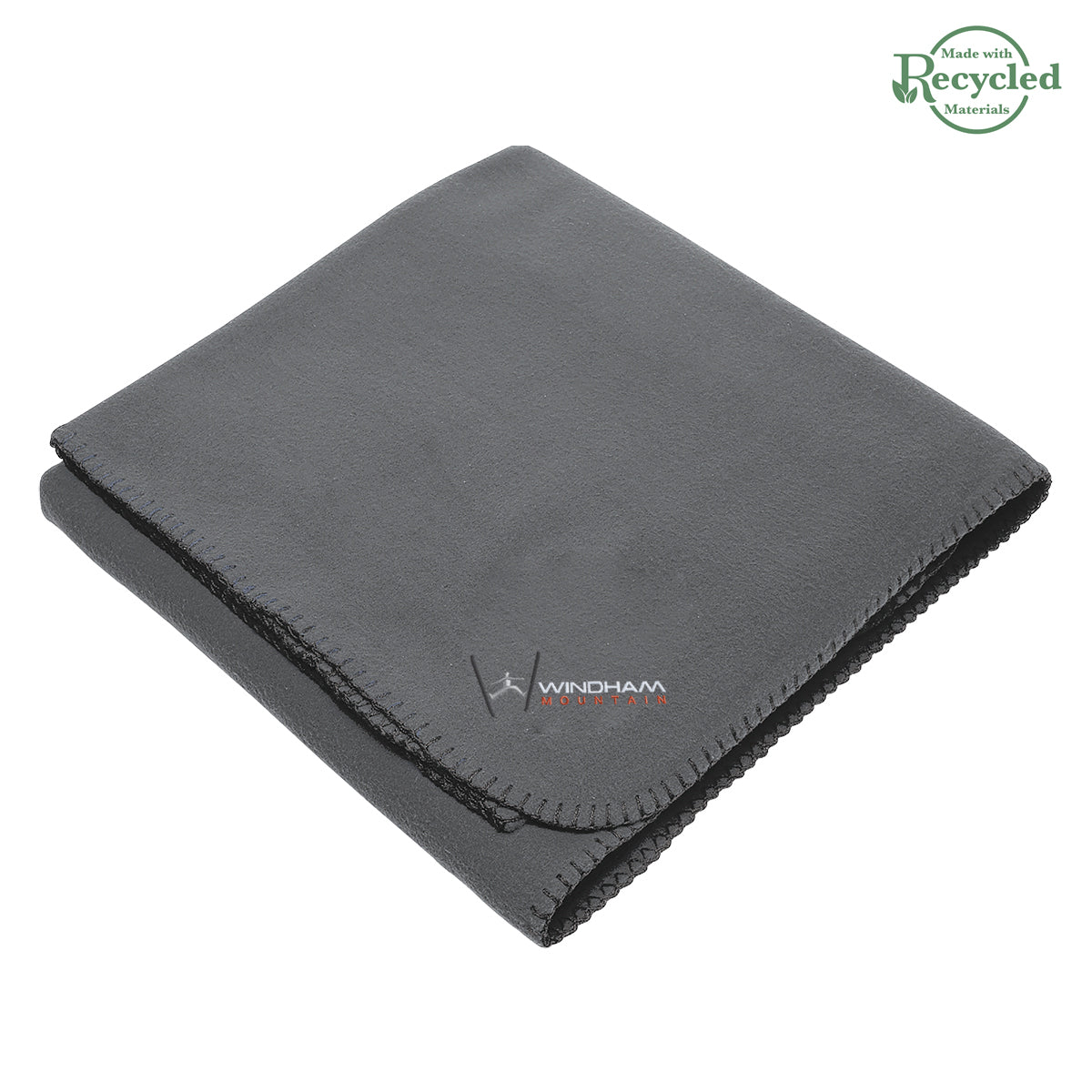 Stadium Blanket in Recycled Fleece - Charcoal - Embroidery
