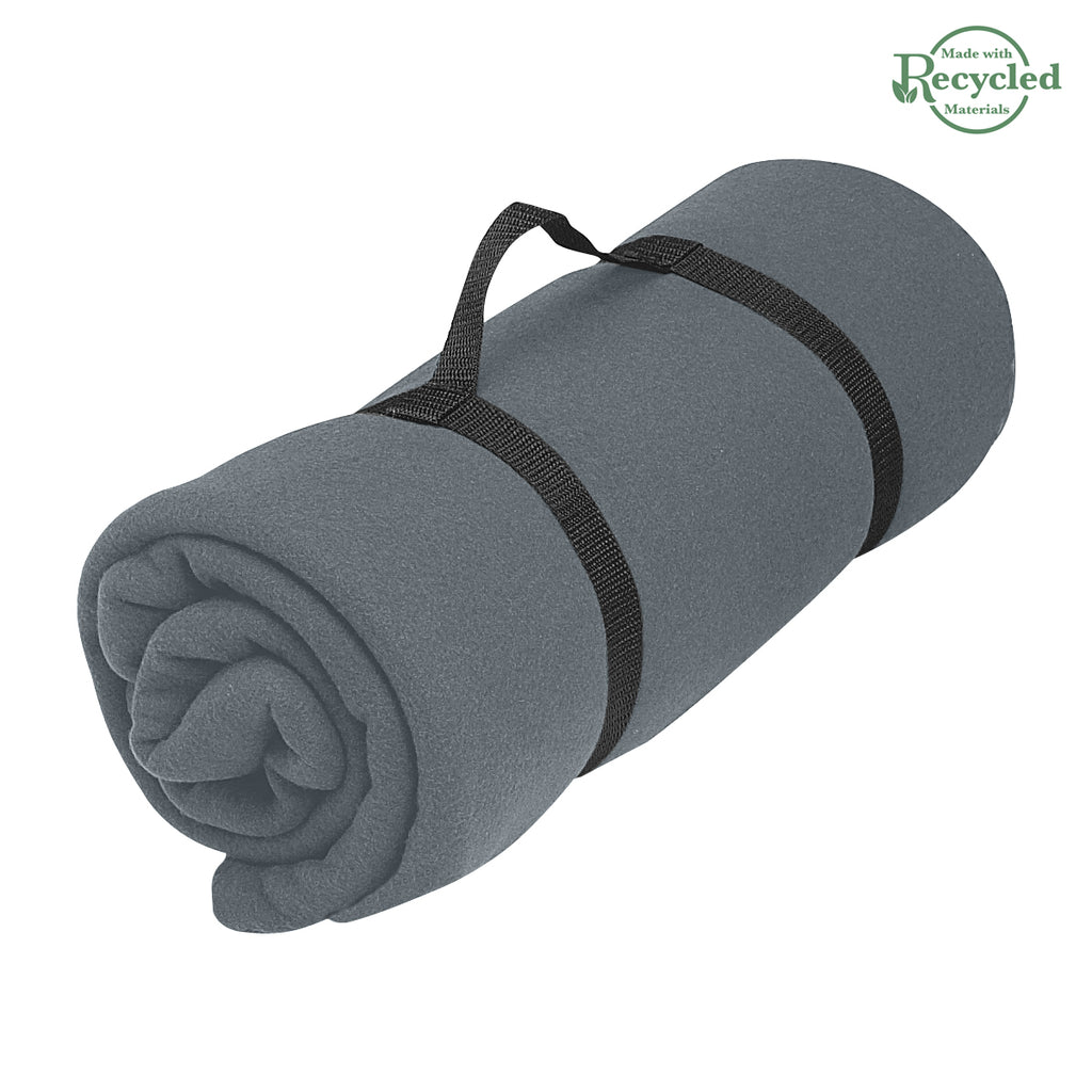 Stadium Blanket in Recycled Fleece - Charcoal - Strap_Blank