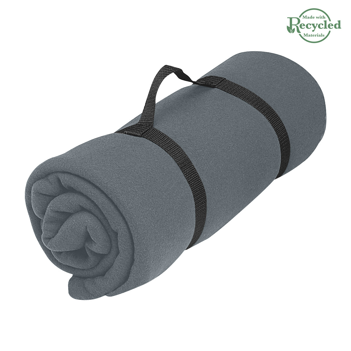 Stadium Blanket in Recycled Fleece - Charcoal - Strap_Blank