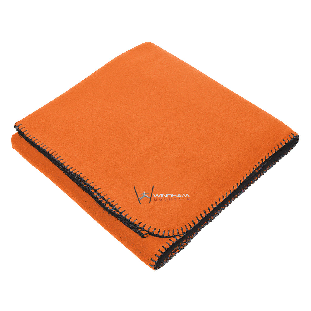 Stadium Blanket in Recycled Fleece - Orange - Embroidery