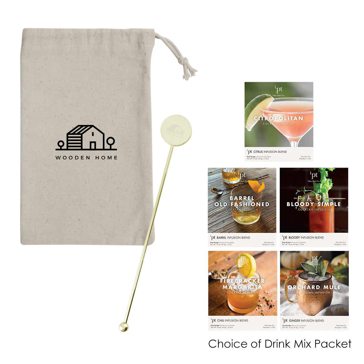 Stainless Steel Cocktail Stirrers with Infusion Packet Kit