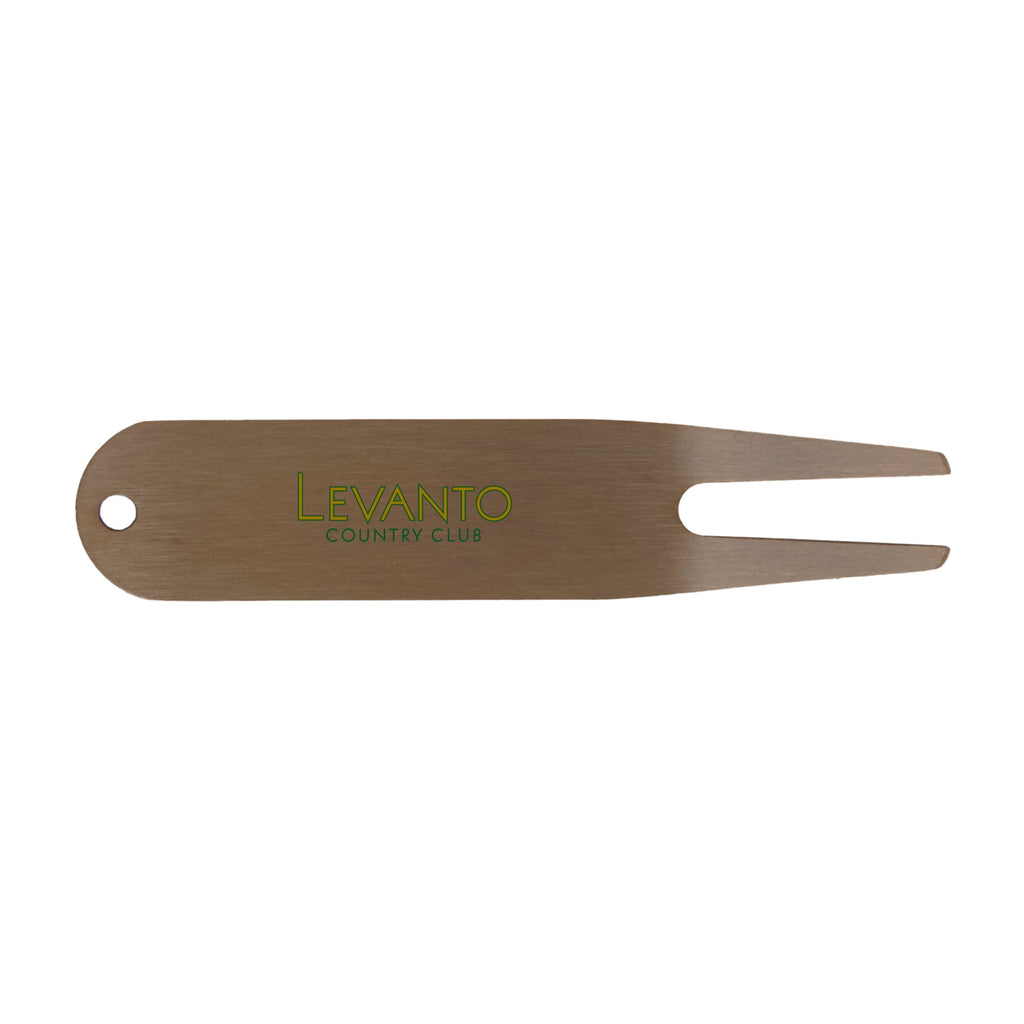 Stainless Steel Divot Repair Tool Laser Engraving - Gold - Front