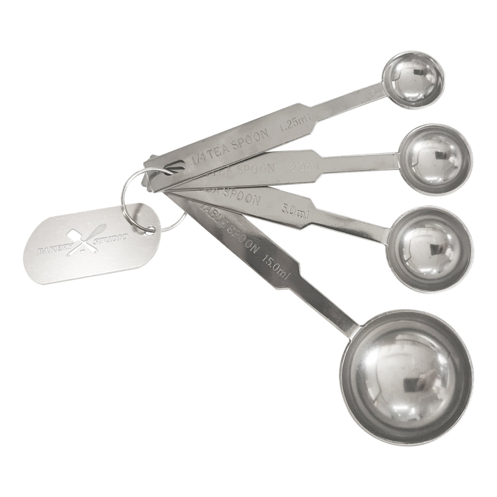 Stainless Steel Measuring Spoons, Four Piece - Silver - Laser