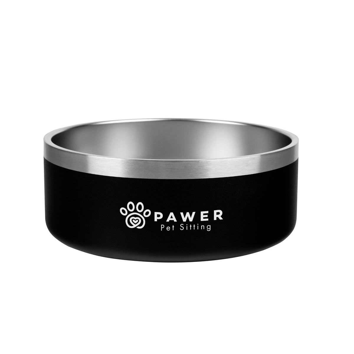 Stainless Steel Pet Bowl, 40 oz - Black - Silk Screen