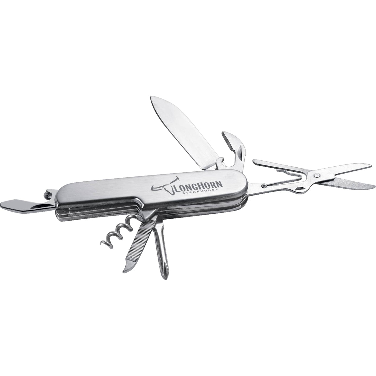 Stainless Steel Pocket Knife with 8 Functions Laser Engraving - Stainless Steel - Front