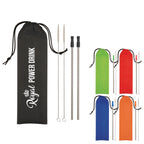 Stainless Steel Straw Kit, Two Pack - Pink
