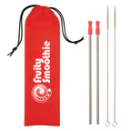 Stainless Steel Straw Kit, Two Pack - Red - Silk Screen