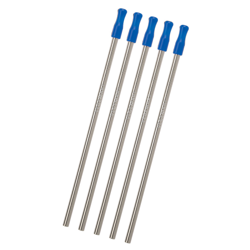 Stainless Steel Straw Kit with Cotton Pouch, Five Pack - Royal Blue - Laser