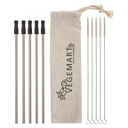 Stainless Steel Straw Kit with Cotton Pouch, Five Pack - Silk Screen