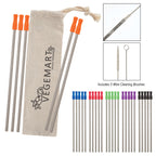 Stainless Steel Straw Kit with Cotton Pouch, Five Pack