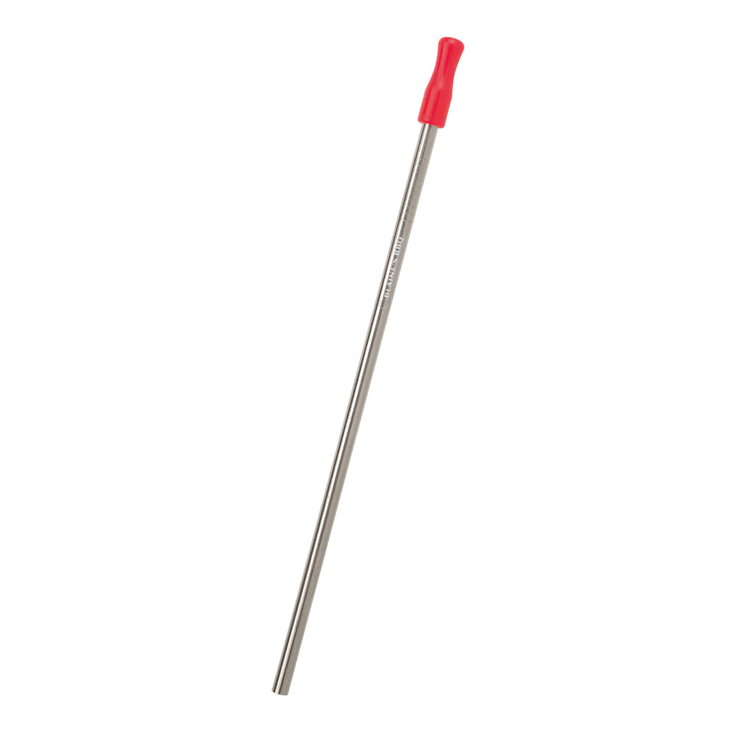 Stainless Steel Straw Kit with Cotton Pouch - Red Silicone Tip - Laser