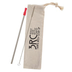 Stainless Steel Straw Kit with Cotton Pouch - Red Silicone Tip - Silk Screen