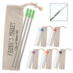Stainless Steel Straw Kit with Cotton Pouch, Three Pack