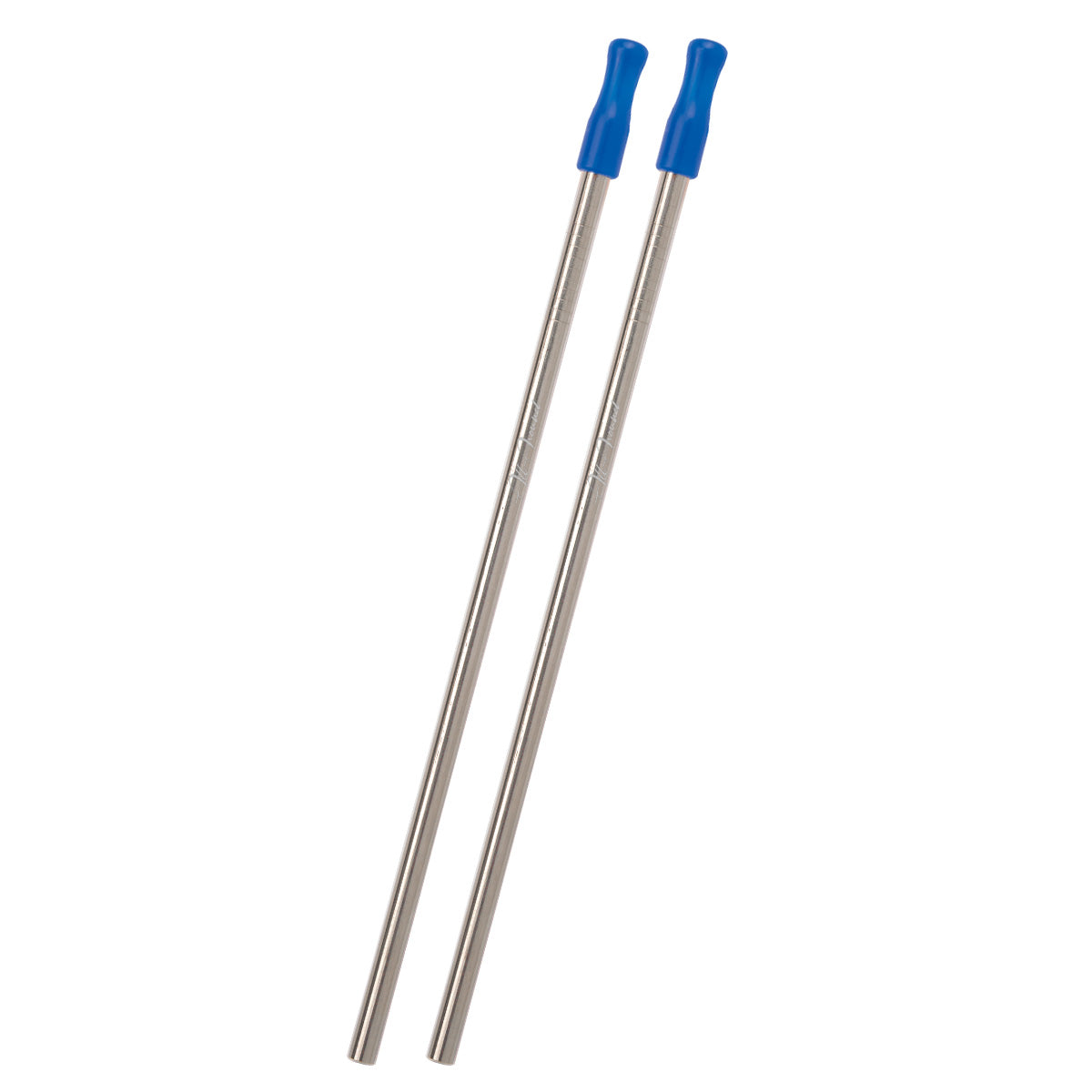 Stainless Steel Straw Kit with Cotton Pouch, Two Pack - Royal Blue - Laser
