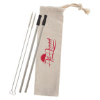 Stainless Steel Straw Kit with Cotton Pouch, Two Pack - Silk Screen