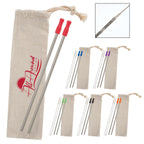 Stainless Steel Straw Kit with Cotton Pouch, Two Pack