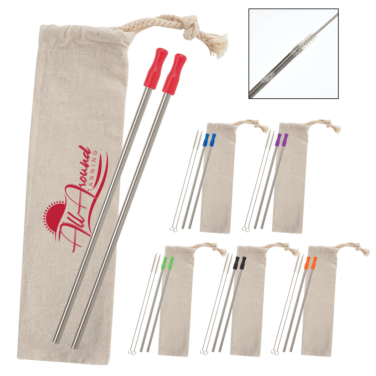 Stainless Steel Straw Kit with Cotton Pouch, Two Pack