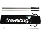 Stainless Steel Straw Set with Brush and Pouch Transfer - Silver - Front